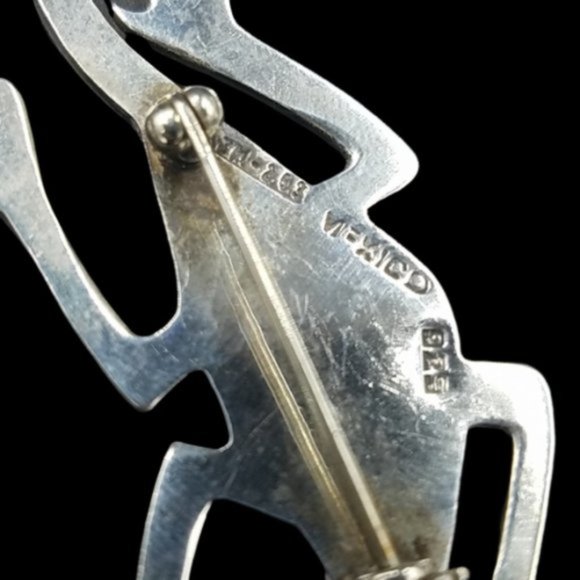 Large Vintage Taxco Sterling Abalone Gecko Lizard Brooch - Picture 4 of 5